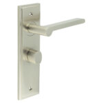 Fitzrovia Door Handle Bathroom Backplate Satin Nickel & Turn & Release