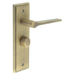 Frelan Knightsbridge Door Handle Bathroom Backplate Antique Brass & Turn & Release