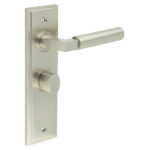 Westminster Door Handle Bathroom Backplate Satin Nickel & Turn & Release