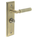 Piccadilly Door Handle Bathroom Backplate Antique Brass & Turn & Release