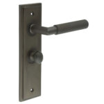 Frelan Piccadilly Door Handle Bathroom Backplate Dark Bronze & Turn & Release