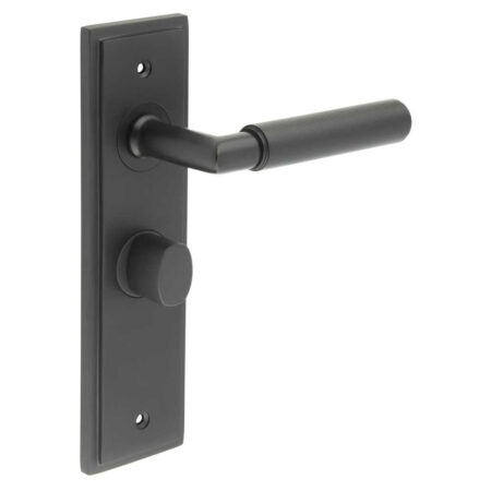 Frelan Piccadilly Door Handle Bathroom Backplate Black & Turn & Release