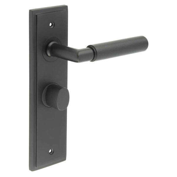 Frelan Piccadilly Door Handle Bathroom Backplate Black & Turn & Release