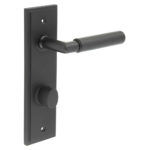 Frelan Piccadilly Door Handle Din Bathroom Backplate Black & Turn & Release