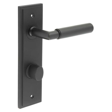 Frelan Piccadilly Door Handle Din Bathroom Backplate Black & Turn & Release