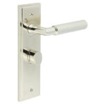 Frelan Piccadilly Door Handle Bathroom Backplate Polished Nickel & Turn & Release
