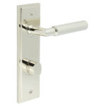 Frelan Piccadilly Door Handle Bathroom Din Backplate Polished Nickel & Turn & Release