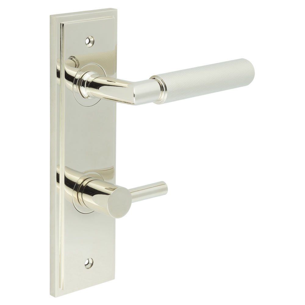 bur-40pn-456pn-82pn.jpg Frelan Piccadilly Door Handle Bathroom Din Backplate Polished Nickel & Turn & Release - Image 1