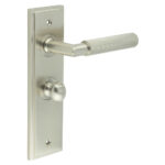 Frelan Piccadilly Door Handle Bathroom Backplate Satin Nickel & Turn & Release