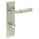 Frelan Piccadilly Door Handle Din Bathroom Backplate Satin Nickel & Turn & Release