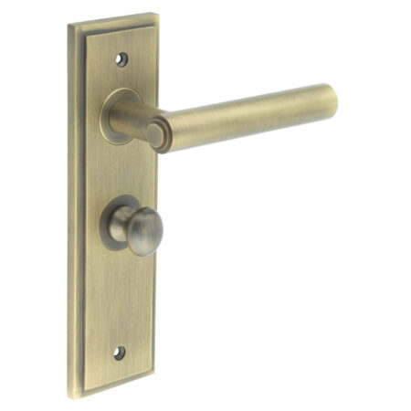 Frelan Richmond Door Handle Bathroom Backplate Antique Brass & Turn & Release