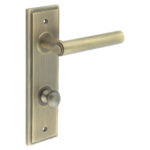 Frelan Richmond Door Handle Din Bathroom Backplate Antique Brass & Turn & Release