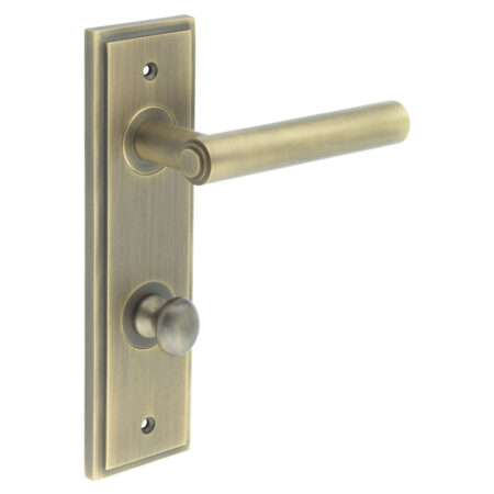 Frelan Richmond Door Handle Din Bathroom Backplate Antique Brass & Turn & Release