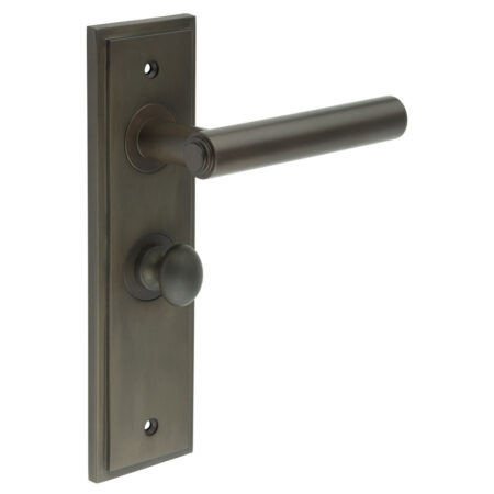Frelan Richmond Door Handle Bathroom Backplate Dark Bronze & Turn & Release