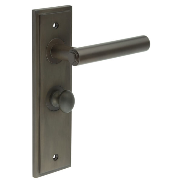 Frelan Richmond Door Handle Bathroom Backplate Dark Bronze & Turn & Release
