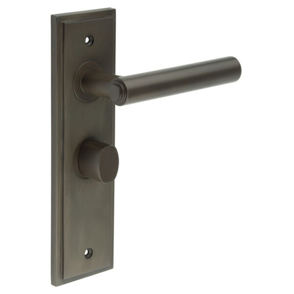 Frelan Richmond Door Handle Bathroom Backplate Dark Bronze & Turn & Release