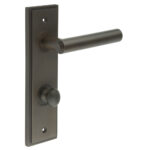 Frelan Richmond Door Handle Din Bathroom Backplate Dark Bronze & Turn & Release