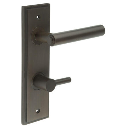 Frelan Richmond Door Handle Din Bathroom Backplate Dark Bronze & Turn & Release
