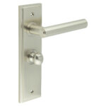 Richmond Door Handle Bathroom Backplate Satin Nickel & Turn & Release