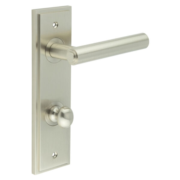 Richmond Door Handle Din Bathroom Backplate Satin Nickel & Turn & Release