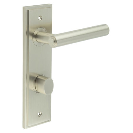 Richmond Door Handle Din Bathroom Backplate Satin Nickel & Turn & Release