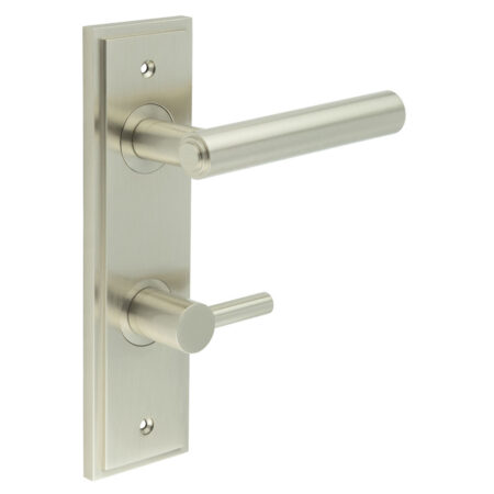 Richmond Door Handle Din Bathroom Backplate Satin Nickel & Turn & Release