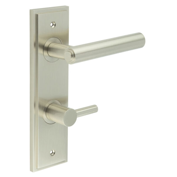 Richmond Door Handle Din Bathroom Backplate Satin Nickel & Turn & Release