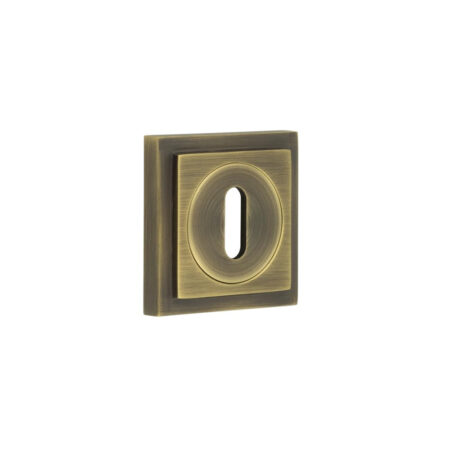 Frelan Burlington Standard Keyway Escutcheons Square Stepped Rose Antique Brass