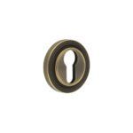 Burlington Euro Profile Escutcheons Reeded Rose Antique Brass