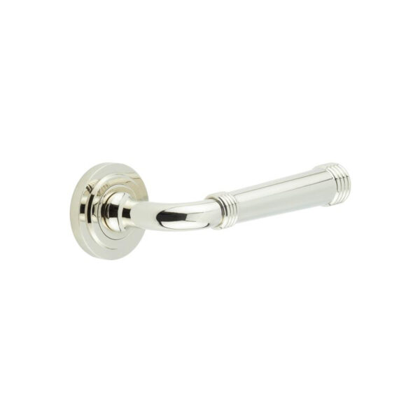 Highgate Door Handles Stepped Rose Polished Nickel