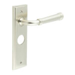 Highgate Door Handle Bathroom Backplate Satin Nickel
