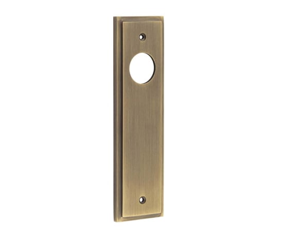 bur450ab.jpg Frelan Burlington II Lever Plate Choices Latch Antique Brass - Image 1