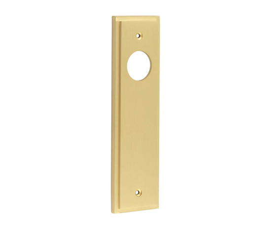 bur450sb.jpg Frelan Burlington II Lever Plate Choices Latch Satin Brass - Image 1
