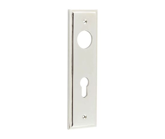 bur455pn.jpg Frelan Burlington II Lever Plate Choices Din Euro Polished Nickel - Image 1