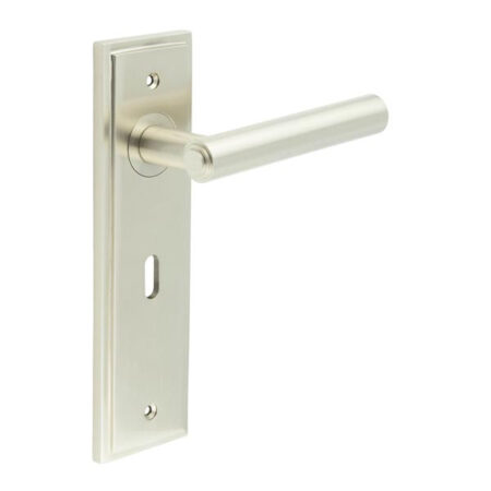 Frelan Richmond Door Handle Lock Backplate Satin Nickel