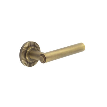 Frelan Richmond Door Handles Reeded Rose Antique Brass