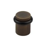 Frelan Burlington Knurled Floor Mounted Doorstops 40mm Dia Antique Brass
