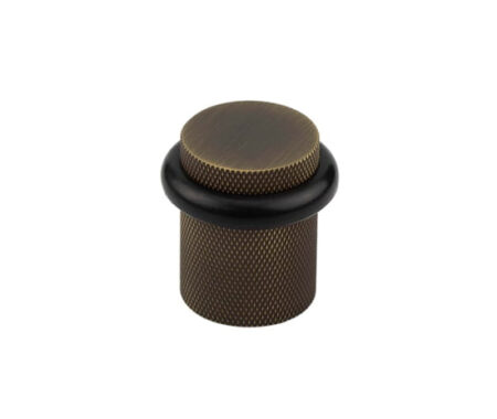 Frelan Burlington Knurled Floor Mounted Doorstops 40mm Dia Antique Brass
