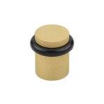 Frelan Burlington Knurled Floor Mounted Doorstops 40mm Dia Satin Brass