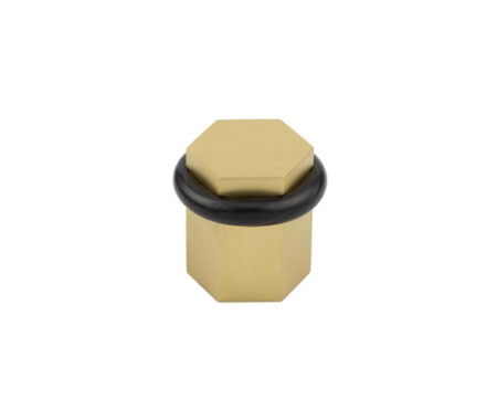 Burlington Hexagonal Floor Mounted Doorstops Satin Brass