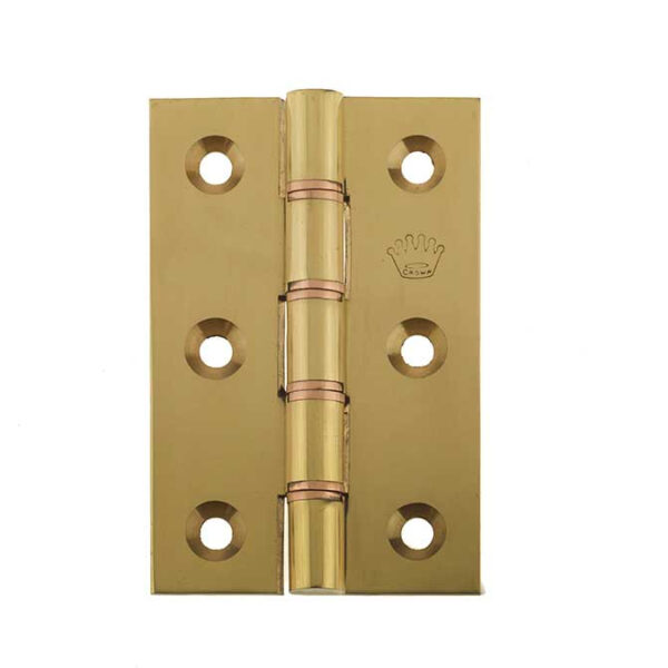 Double Phosphor Bronze Washered Hinge 76x50x3mm Polished Brass