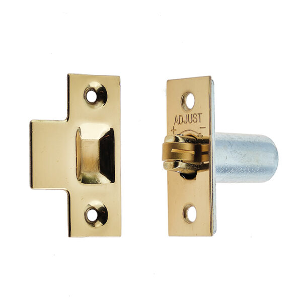 Jedo Adjustable Rollerbolt Catches with Brass Roller 36mm Polished Brass