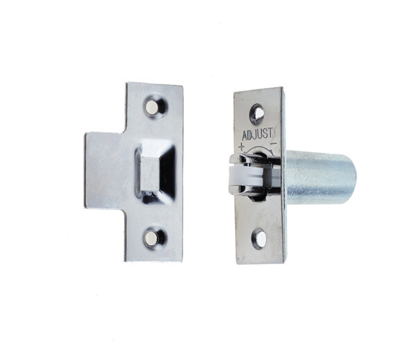 Frelan Jedo Adjustable Rollerbolt Catches with Nylon Roller 36mm Polished Chrome