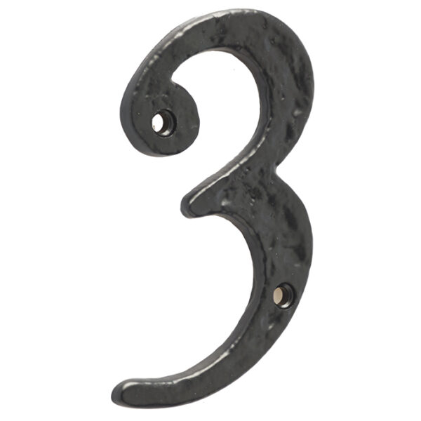 Antique Door Numerals 3 Black No. 3