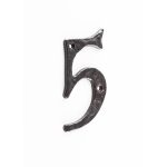 Antique Door Numerals 5 Black No. 5
