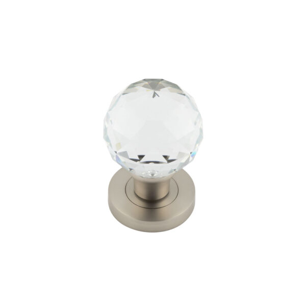 Satin Nickel Faceted Glass Mortice Knob