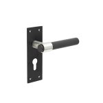 Nero T-Bar Door Handles on Euro Profile Lockplate Black