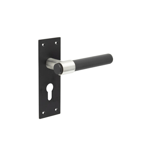Nero T-Bar Door Handles on Euro Profile Lockplate Black