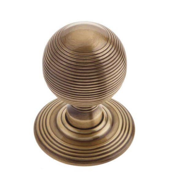 Jedo Reeded Mortice Door Knobs 62mm Antique Brass