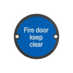 Stainless Steel Fire Door Keep Clear 75mm Black